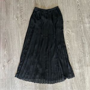 Silky Black Pleated Maxi Skirt